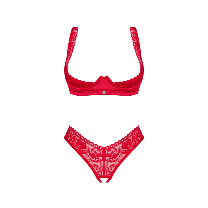 Obsessive Lacelove cupless 2-pcs set червоний XS/S