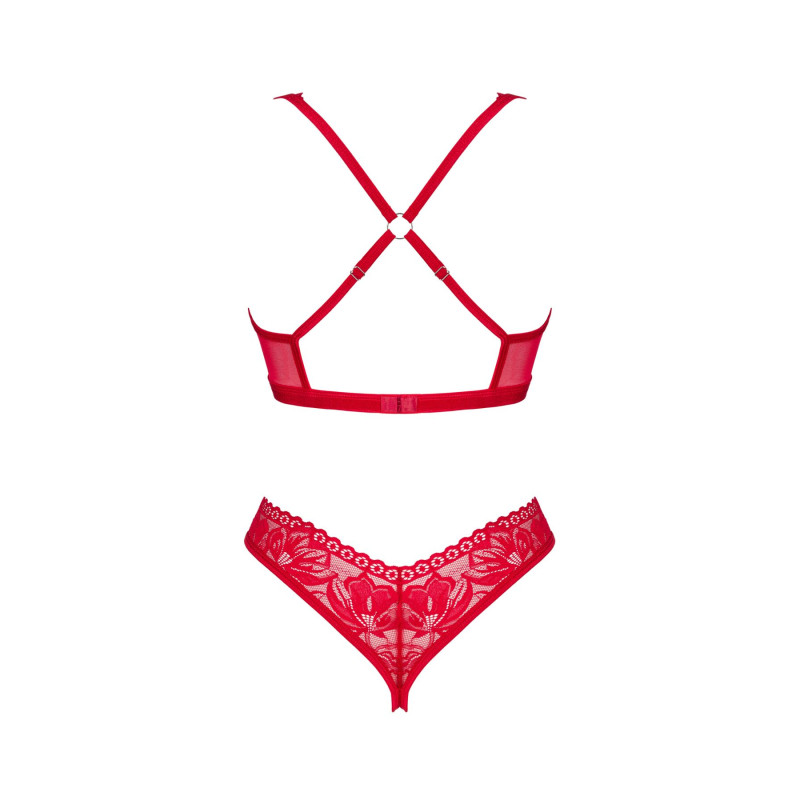 Obsessive Lacelove cupless 2-pcs set червоний XS/S