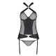 Сетчатый комплект корсет с халтером Passion Amanda Corset black S/M