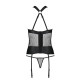 Сетчатый комплект корсет с халтером Passion Amanda Corset black S/M