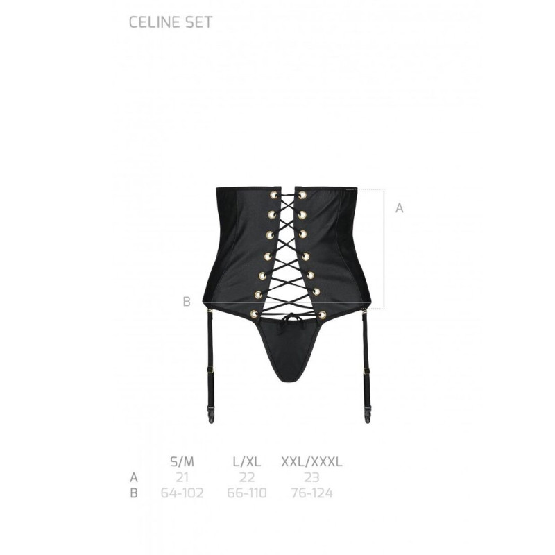Пояс-корсет из экокожи Passion Celine Set black S/M