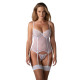 Корсет Obsessive Alissium corset & thong, XL/2XL, гибкие косточки, открытая спина, стринги в комплек