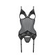 Корсет с подвязками и ажурным лифом Passion Christa Corset black S/M