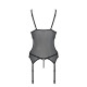 Корсет с подвязками и ажурным лифом Passion Christa Corset black S/M