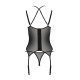 Корсет Passion DROSERA CORSET black, XXL/XXXL, с креплениями для чулок, трусики в комплекте