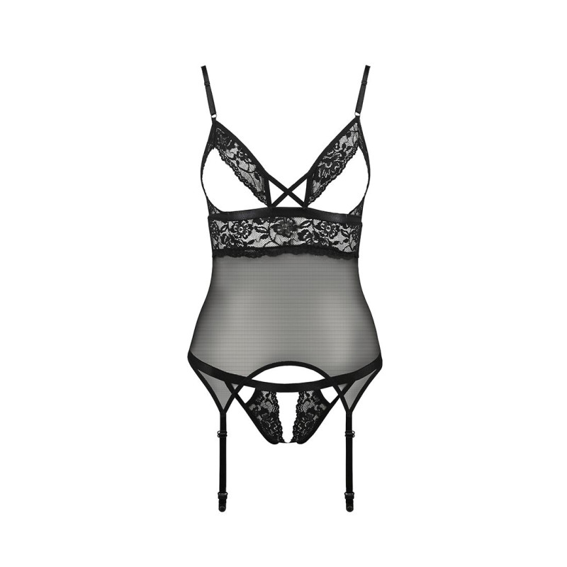 Корсет с открытой грудью Passion DIABOLINA CORSET black S/M