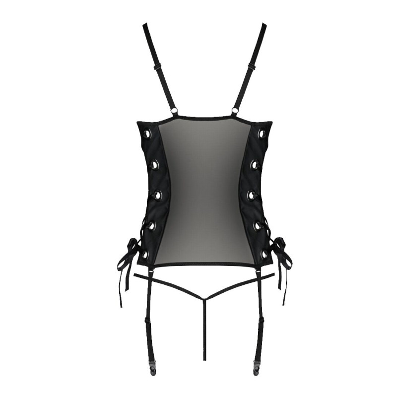 Сетчатый корсет из экокожи Passion Malwia Corset black 4XL/5XL