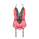 Корсет с пажами для чулок Passion PEONIA CORSET red S/M