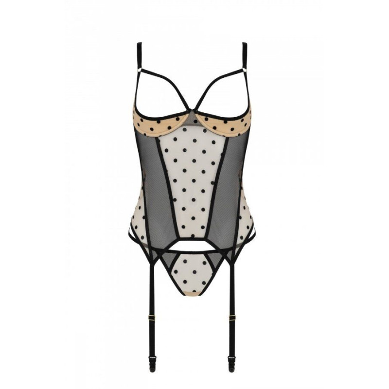 Корсет Passion MARINA CORSET, L/XL, beige, с открытыми чашками