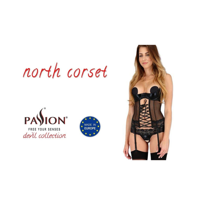 Корсет с открытой грудью Passion NORTH CORSET black S/M