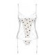 Корсет з підв'язками + стрінги Passion LOVELIA CORSET white S/M