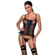 Сетчатый корсет из экокожи Passion Malwia Corset black S/M