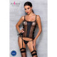 Сетчатый корсет из экокожи Passion Malwia Corset black S/M