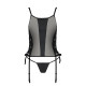 Сетчатый корсет из экокожи Passion Malwia Corset black S/M