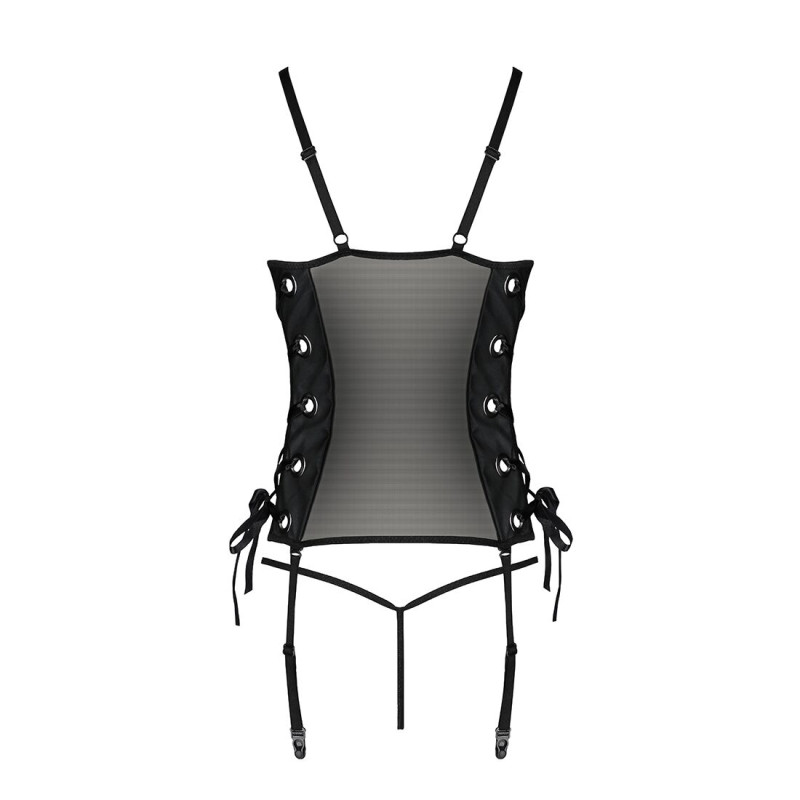 Сетчатый корсет из экокожи Passion Malwia Corset black S/M