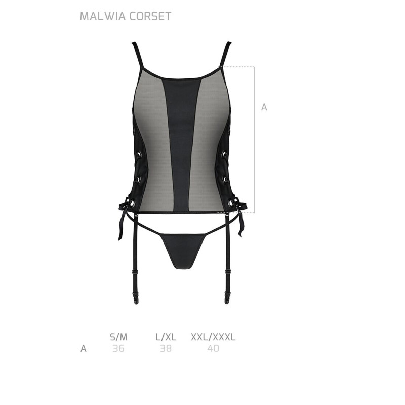 Сетчатый корсет из экокожи Passion Malwia Corset black S/M