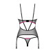 Корсет Obsessive Novenes corset & thong, M/L, прозрачный, открытая спина, стринги в комплекте
