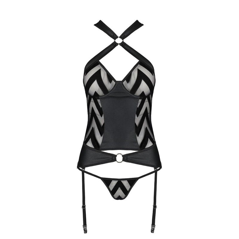 Сетчатый комплект с узором Passion Hima Corset black L/XL