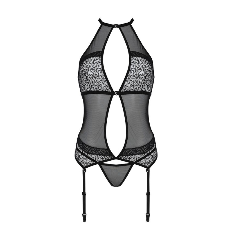 Корсет с пажами Passion SATARA CORSET black S/M