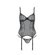 Корсет Passion LEAFA CORSET black S/M, мягкие чашки, зажимы для чулок, стринги в комплекте