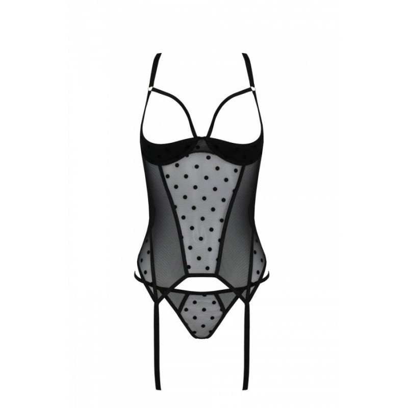 Корсет Passion MARINA CORSET, S/M, black, с открытыми чашками
