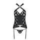 Сетчатый комплект с узором Passion Hima Corset black S/M