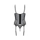 Корсет Passion LEAFA CORSET black, XXL/XXXL, мягкие чашки, зажимы для чулок, стринги в комплекте