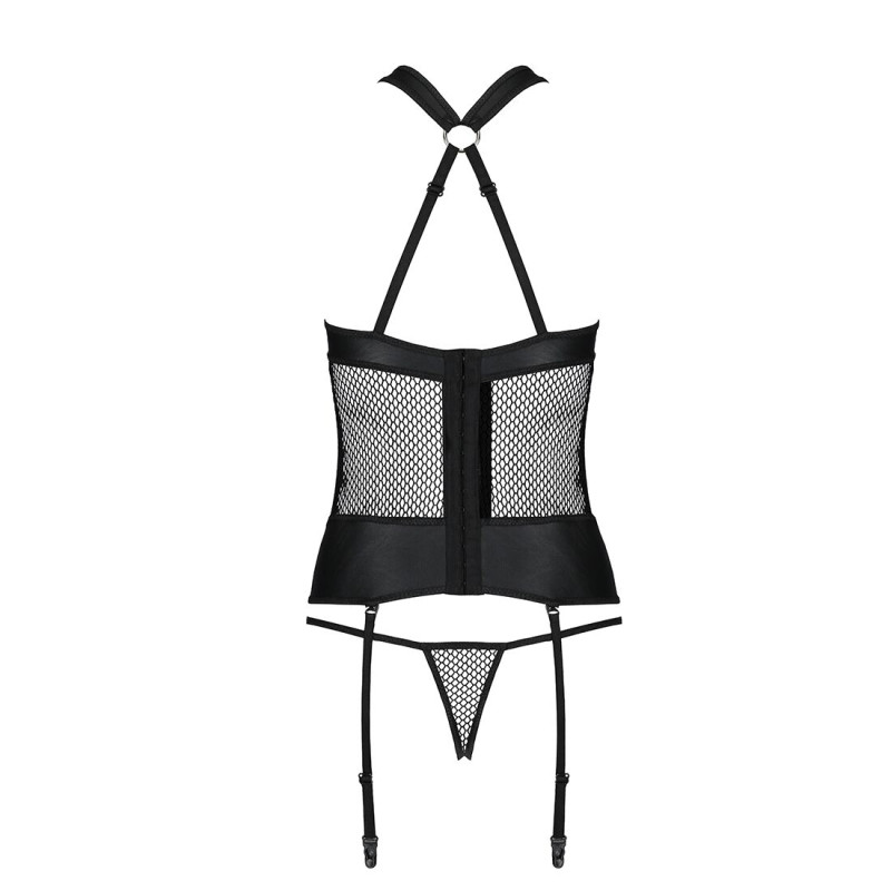 Сетчатый комплект корсет с халтером Passion Amanda Corset black L/XL