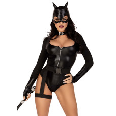 Эротический костюм кошечки Leg Avenue Fierce Feline S, боди, пояс с подвязкой, маска кошки