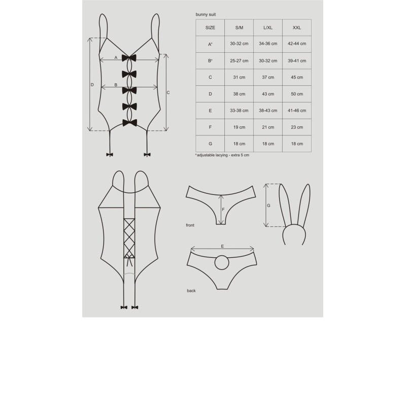 Эротический костюм кролика Obsessive Bunny suit 4 pcs costume pink S/M