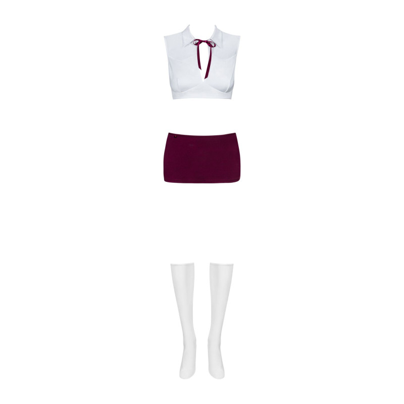Эротический костюм студентки Obsessive Student 4 pcs costume красно-белый L/XL