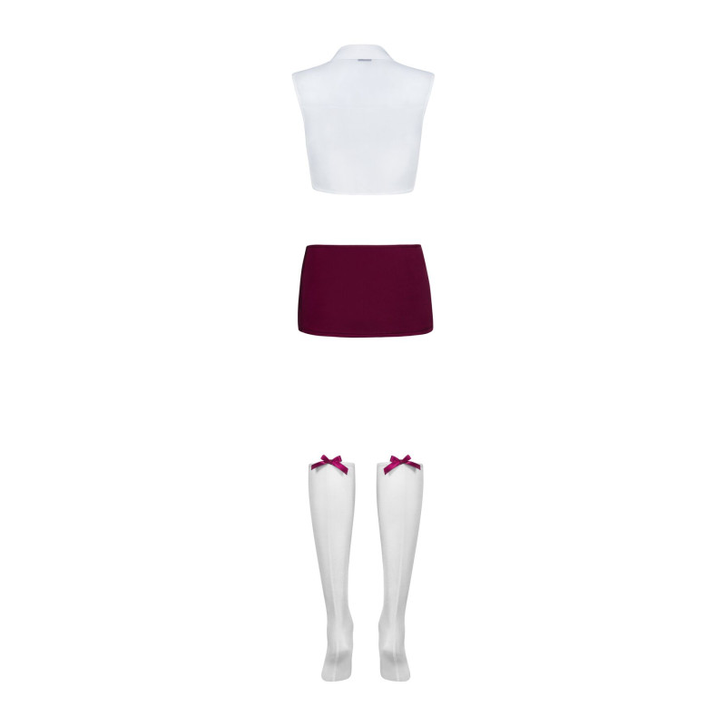 Эротический костюм студентки Obsessive Student 4 pcs costume красно-белый L/XL