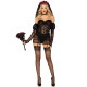 Эротический костюм черной невесты Leg Avenue Heartbreak Bride XS, боди, рукава, вуаль, чокер