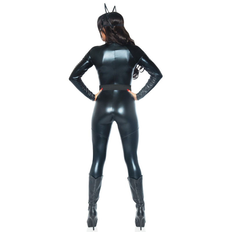 Эротический костюм супергероя-кошечки Leg Avenue Wicked Kitty S, комбинезон, пояс, маска, ушки