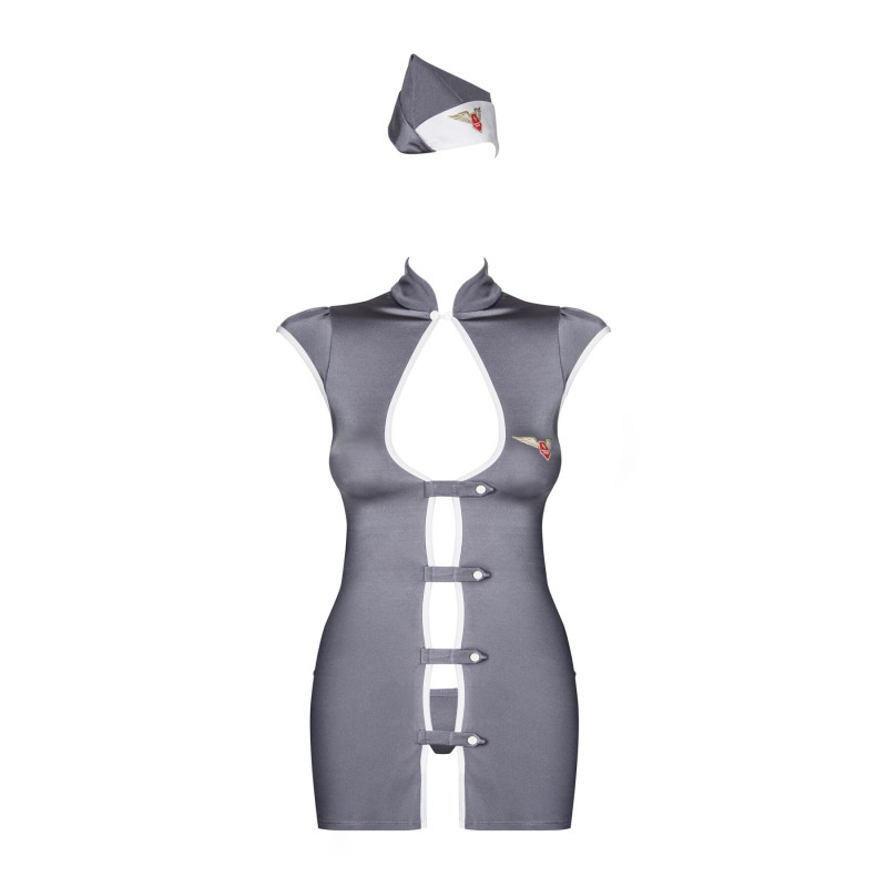 Эротический костюм стюардессы Obsessive Stewardess 3 pcs costume серый L/XL
