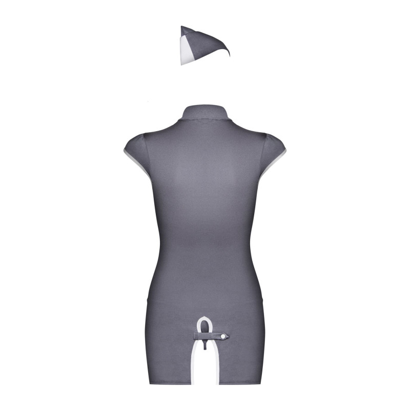 Эротический костюм стюардессы Obsessive Stewardess 3 pcs costume серый L/XL