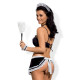 Атласный эротический костюм горничной Obsessive Maid set черный S/M