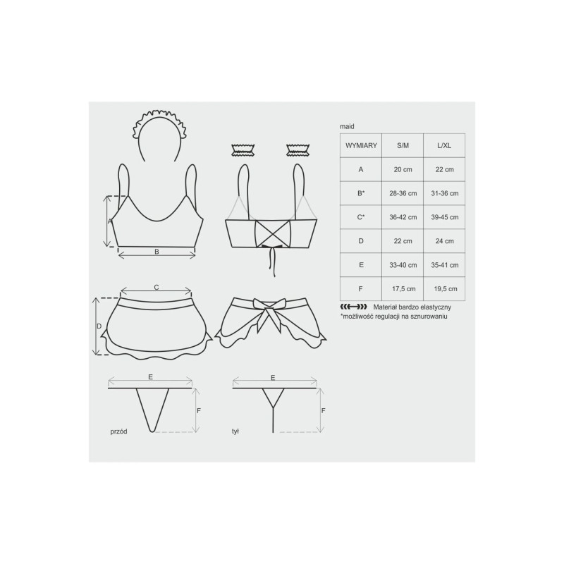 Атласный эротический костюм горничной Obsessive Maid set черный S/M
