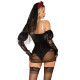 Эротический костюм черной невесты Leg Avenue Heartbreak Bride L, боди, рукава, вуаль, чокер