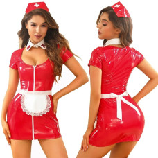 Эротический костюм медсестры JSY «Манящая Кристина» One Size, платье, чепец, фартук, воротник, тонги