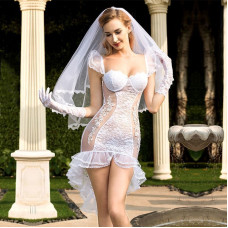 Эротический костюм невесты "Благочестивая Марта" L/XL White