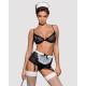 Эротический костюм горничной Obsessive Maidme set 5pcs черно-белый S/M