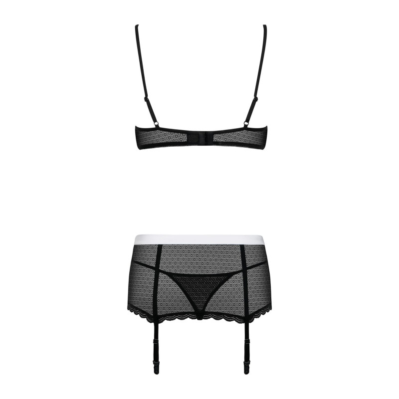 Эротический костюм горничной Obsessive Maidme set 5pcs черно-белый S/M