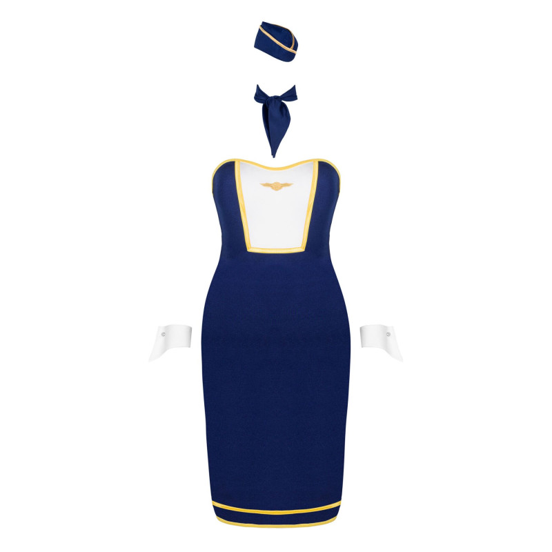 Эротический костюм стюардессы Obsessive Stewardess uniform голубой M/L