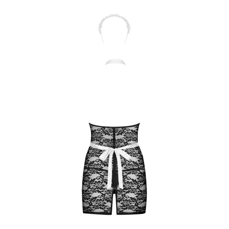 Эротический костюм горничной Obsessive Servgirl costume черно-белый S/M