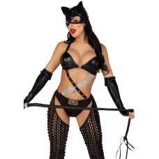 Эротический костюм кошечки-госпожи Leg Avenue Mistress Kitty XS, перчатки, комбинезон, маска