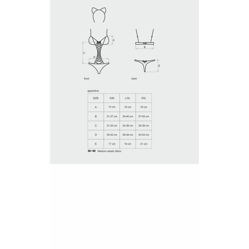 Эротический костюм гепарда Obsessive Gepardina 3 pcs costume черный S/M