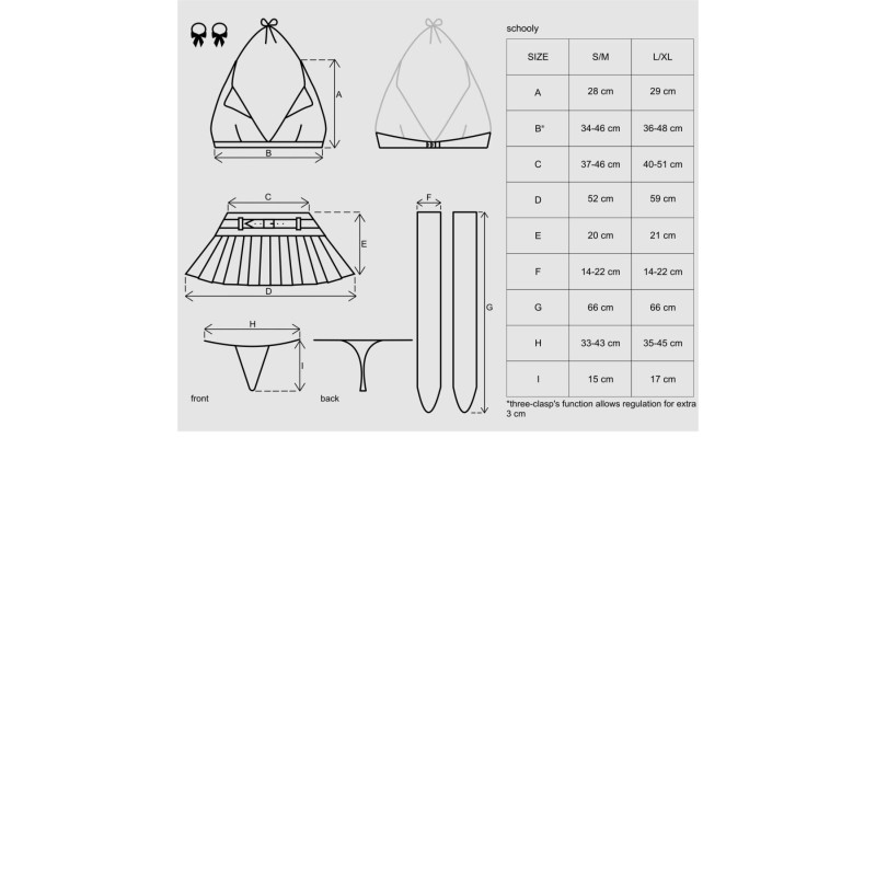 Эротический костюм школьницы с мини-юбкой Obsessive Schooly 5pcs costume бело-красный S/M