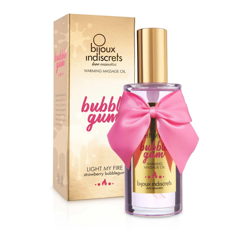 Разогревающее масло Bijoux Indiscrets Light my Fire – Strawberry Bubblegum 100 мл