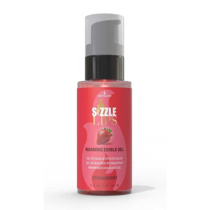 Зігрівальний масажний гель Sensuva Sizzle Lips Strawberry (59 мл), без цукру, їстівний